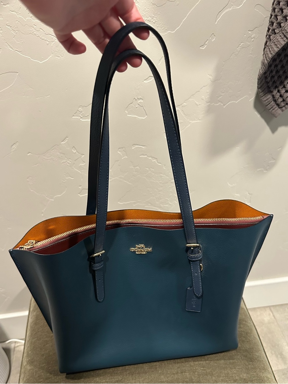 NWOT! Coach Maggie Large Tote Peacock Turquoise Teal w/Gold-Tone Hardware